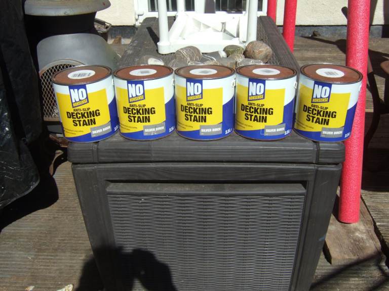 Screwfix 5x 2.5L, Decking Paint/Stain, Silver Birch, Anti-Slip.