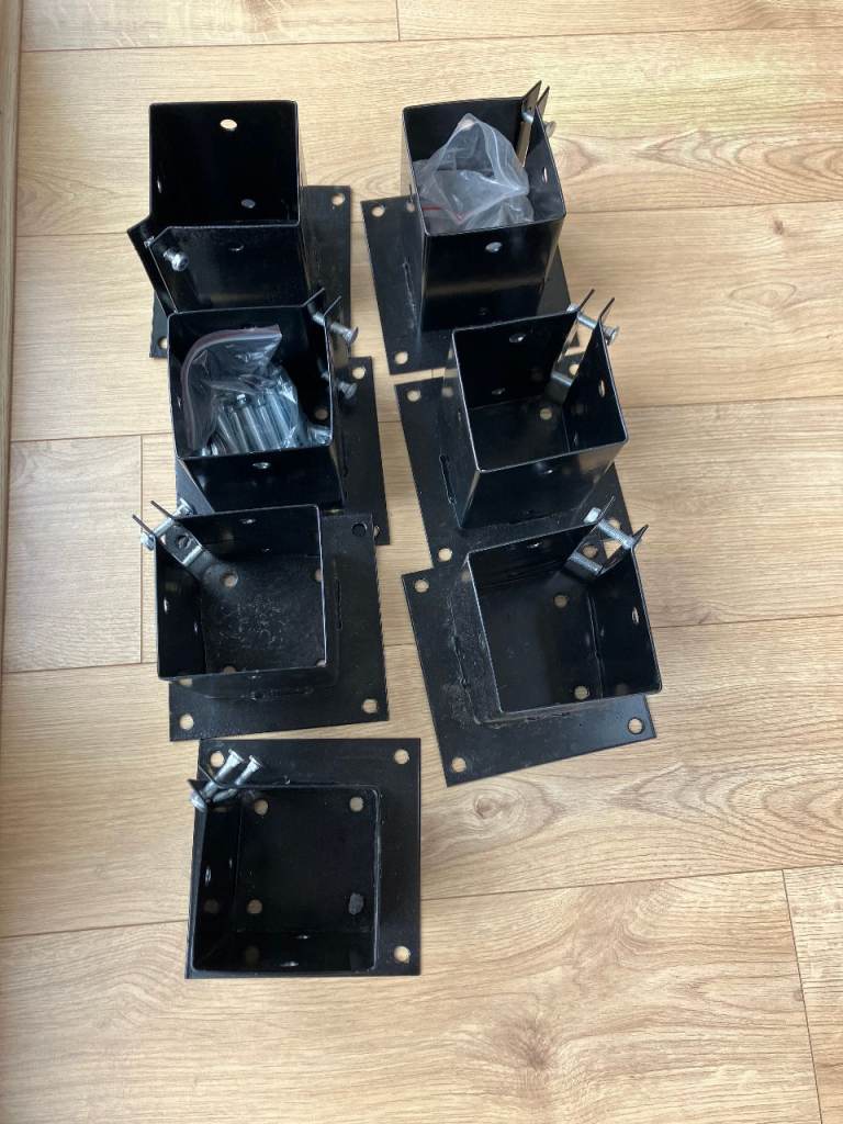 Black Metal Post Supports for Fencing/Decking – New