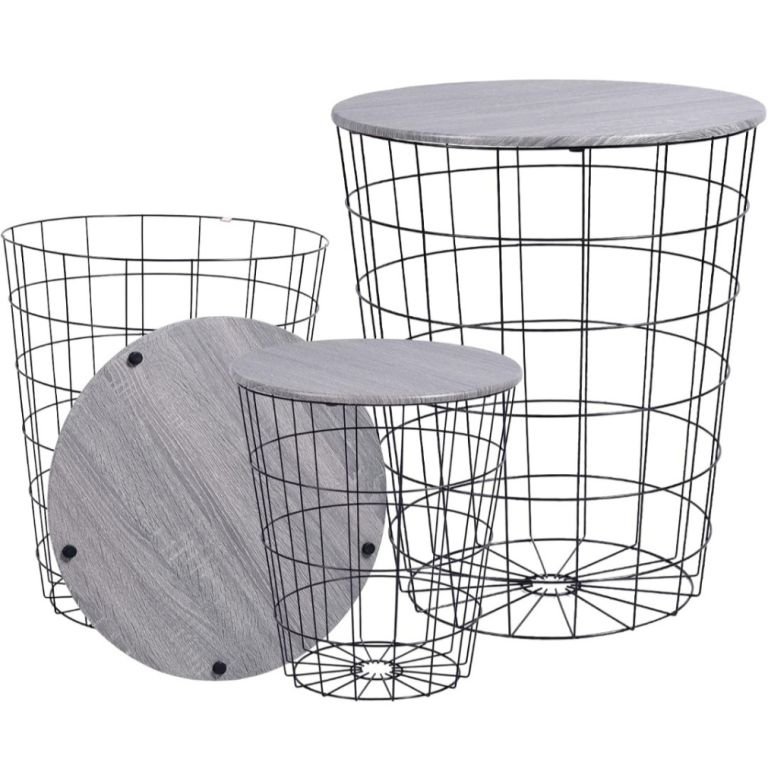 Bnib set of 3 Nesting Retro Wire Coffee Tables Stacking Storage