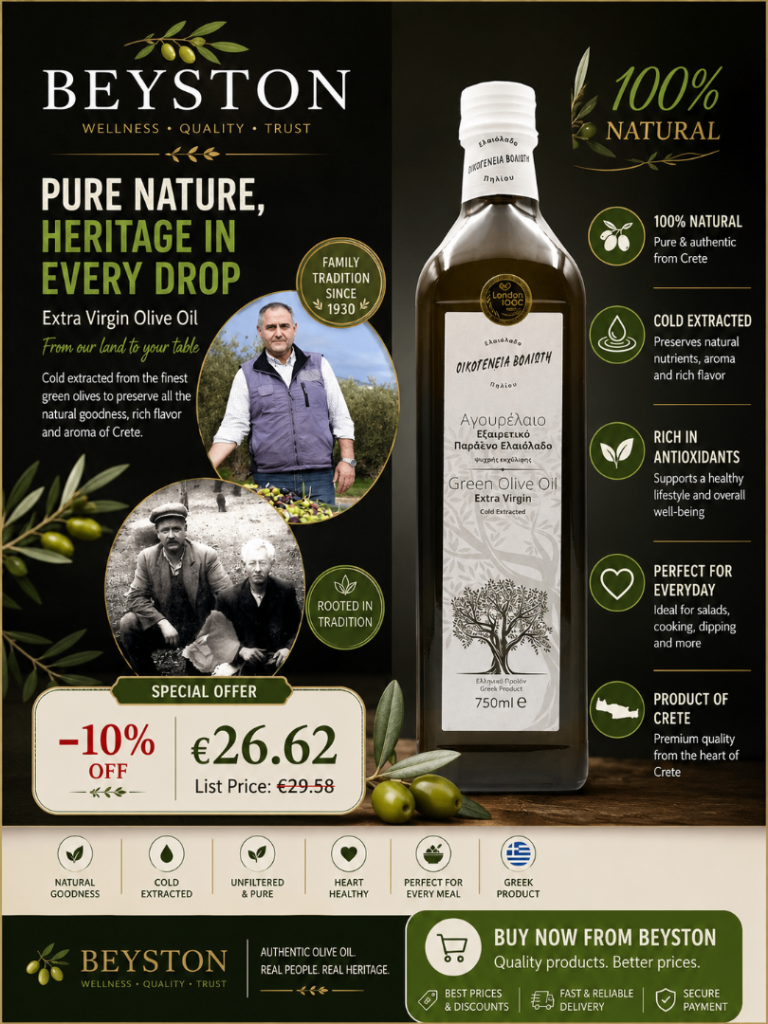 Voliotis | Olive Oil 750 ML - From Green Olives - Minimal Acidity- Extra Virgin Olive Oil - EV GREEN