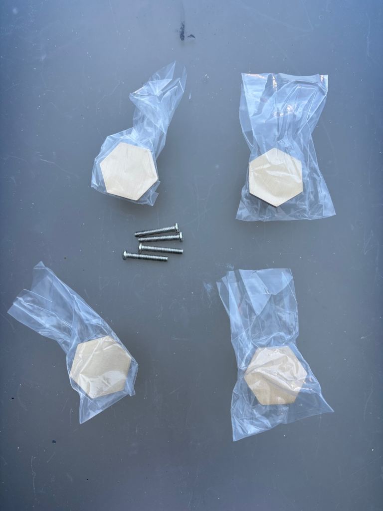 4x New Hexagonal Brass Knobs with Screws