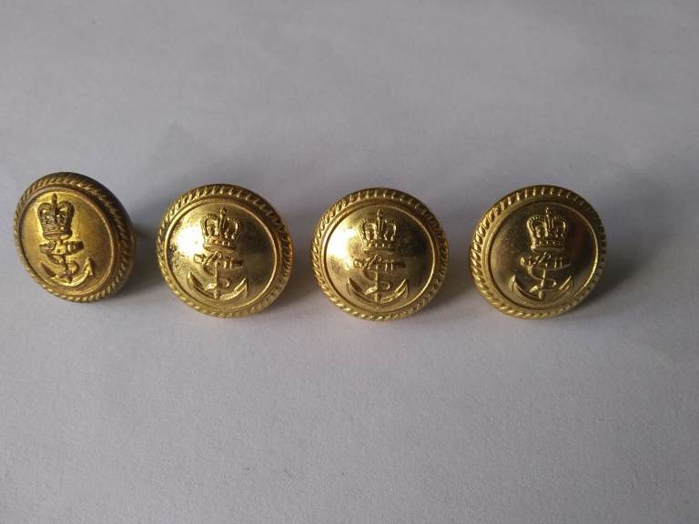 4 Royal Navy Brass Buttons 1.5 cm apx.