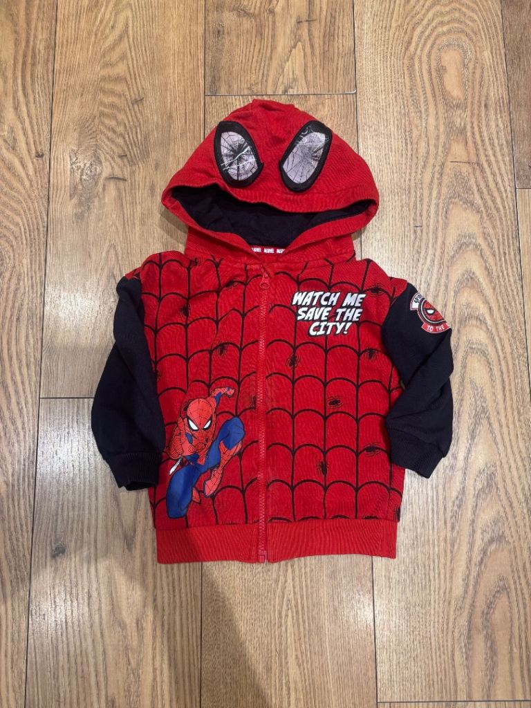 Kids Spider-Man Hoodie – Red & Black, Good Condition