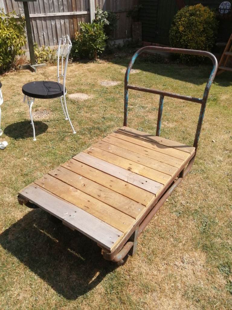 Rustic Garden Trolley with Wooden Base