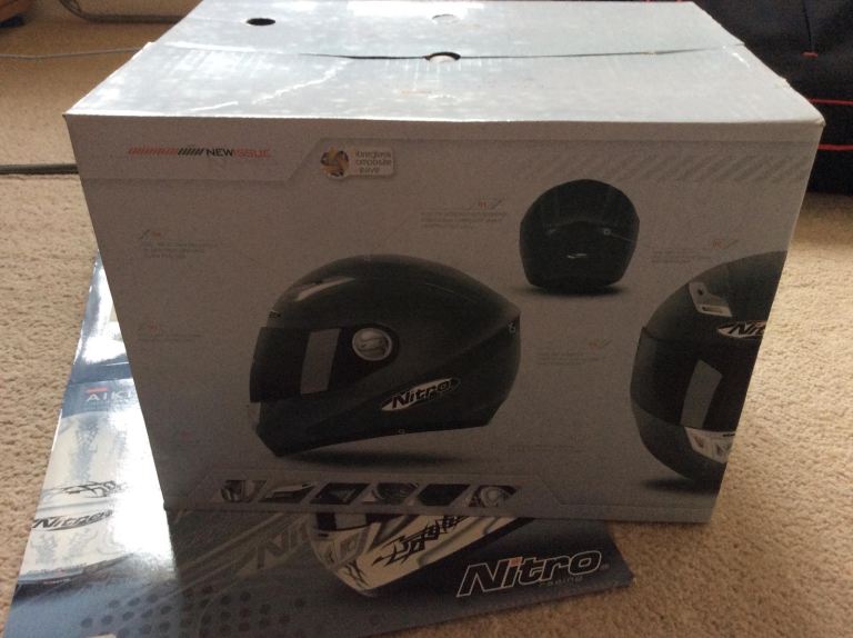 2 x motorbike helmets - Nitro Akido fibreglass helmet XS & MT Revenge Evo S