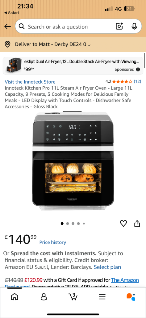 INNOTECK Kitchen Pro Microwave Oven - Black, Good Condition