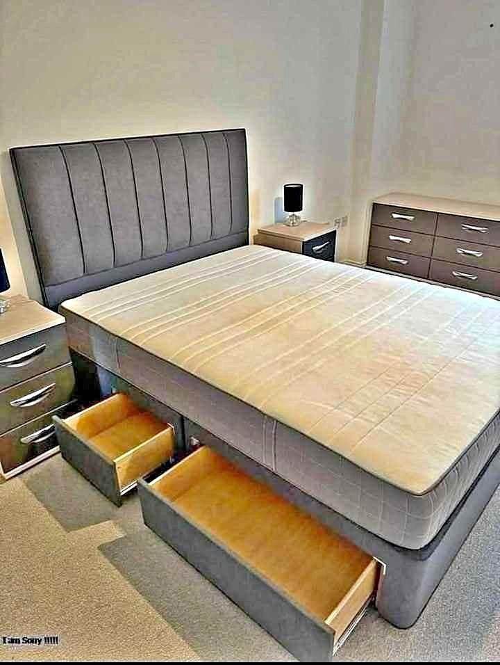 MODERN SMALL DOUBLE DIVAN BED WITH DRAWERS AND MATTRESS - FREE DELIVERY (MSG)