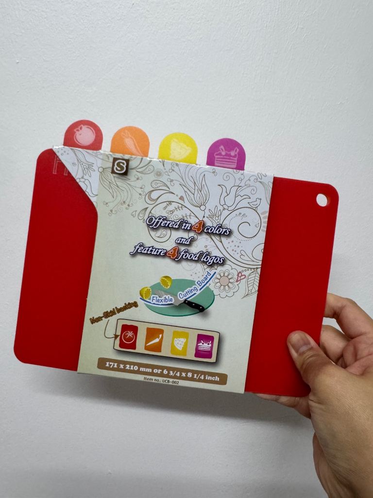 Set of 4 Colour Coded Flexible Chopping Boards with Food Logos – NEW
