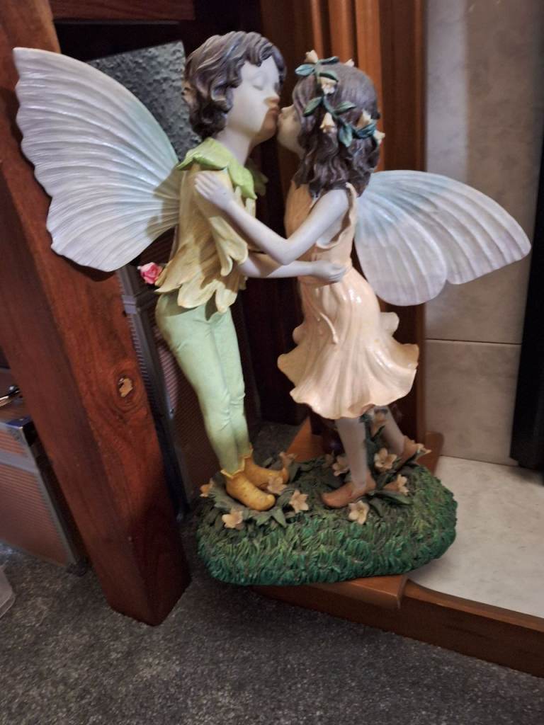 Charming Fairy Kissing Couple Figurine – Good Condition