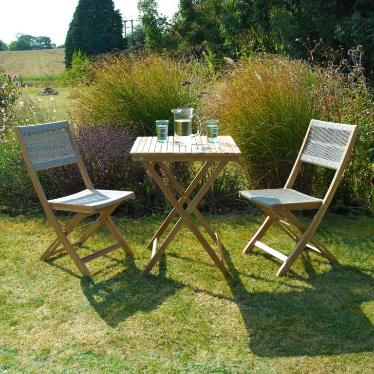 Arwen Acacia Hardwood Bistro Set 3-Piece Folding Outdoor Table and Chairs Weather Resistant