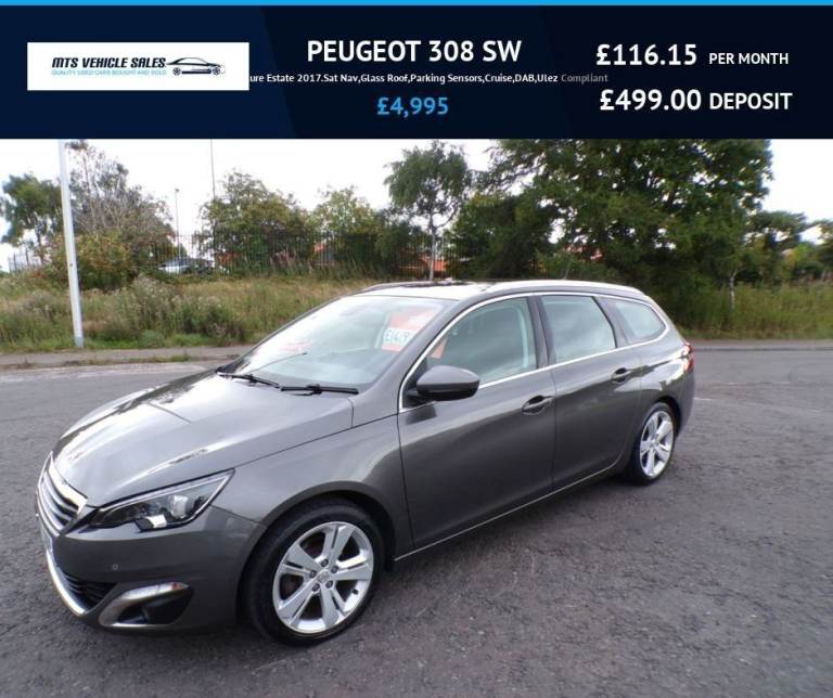 PEUGEOT 308 SW 1.2 Allure  2017.Sat Nav,Glass Roof,Air Con,Parking Sensors,Cruise,DAB,Ulez Compliant