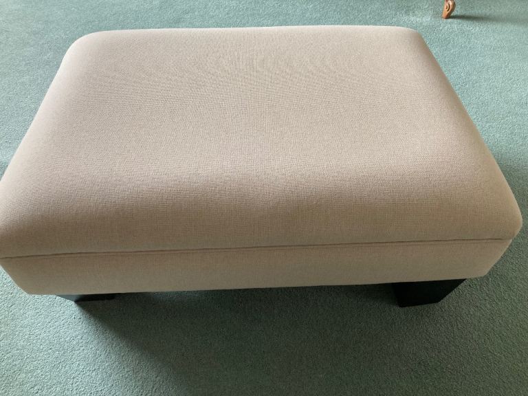 Beige Fabric Footstool / Ottoman – Good Condition