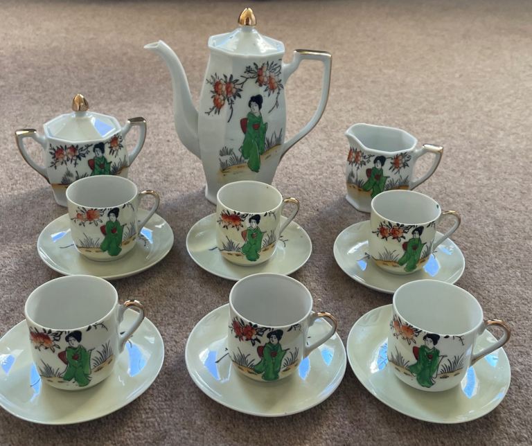 Japanese Hand Painted 17 piece Coffee Set