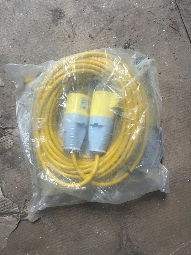 Defender 14m Yellow 110V 16A Extension Lead - New