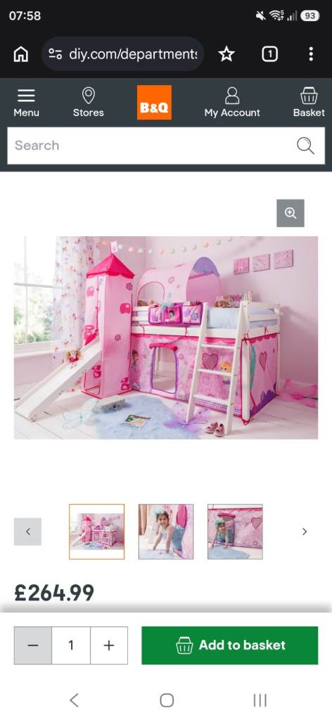 NOASNANI Pink Princess Castle Mid Sleeper Bed with Slide
