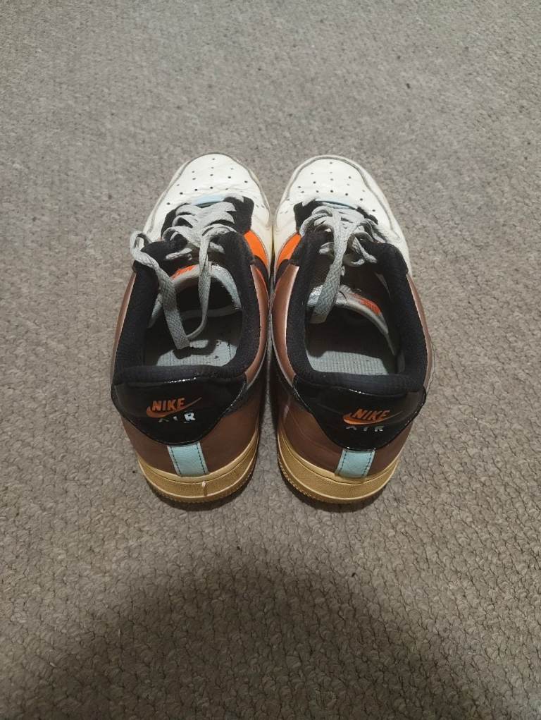 Nike Air Force 1 Low Trainers Metallic Red Bronze Black Teal Tint Size 6