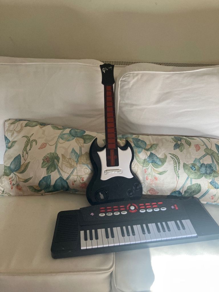 Kids Electronic Guitar and Keyboard Set – Good Condition