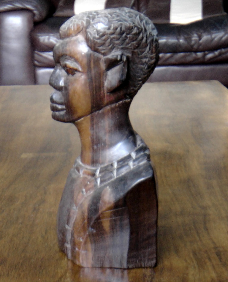 3 Vintage African Solid Hardwood Figure Busts - 2 Male (16cm) & 1 Female (18cm)