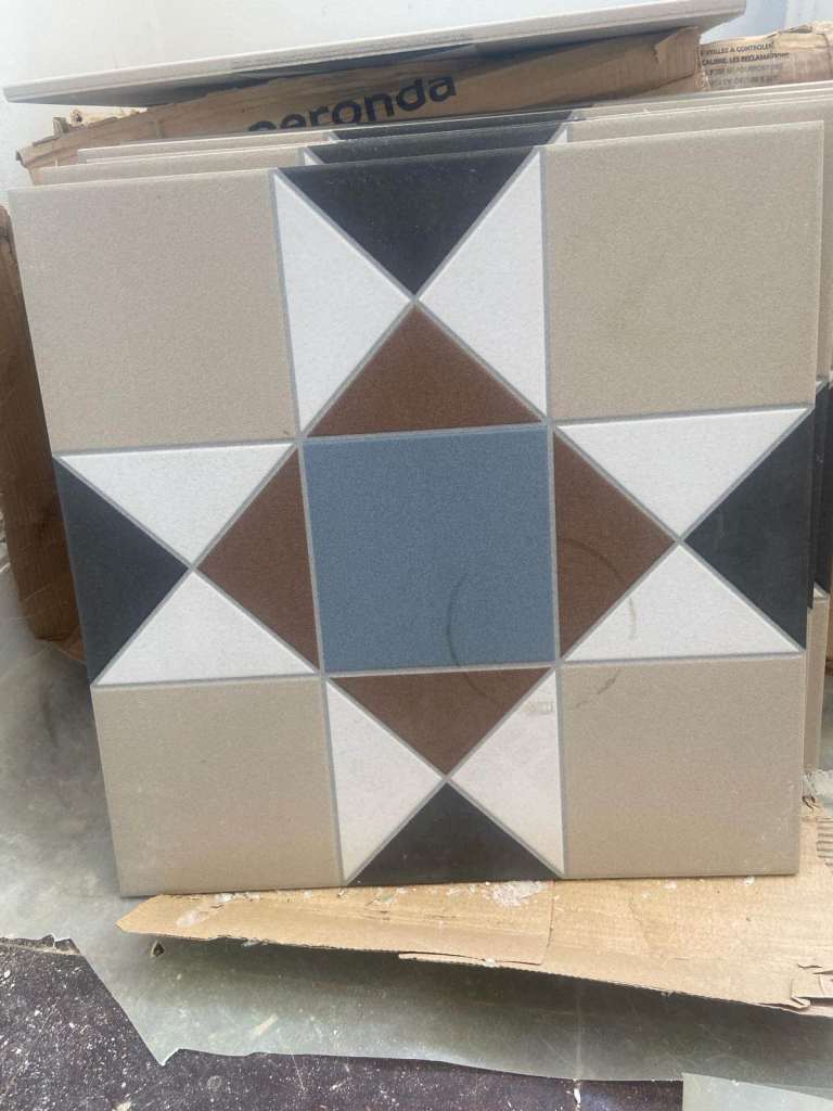 New Ceramic Victorian Style Patterned Tiles – Multicoloured, Unused