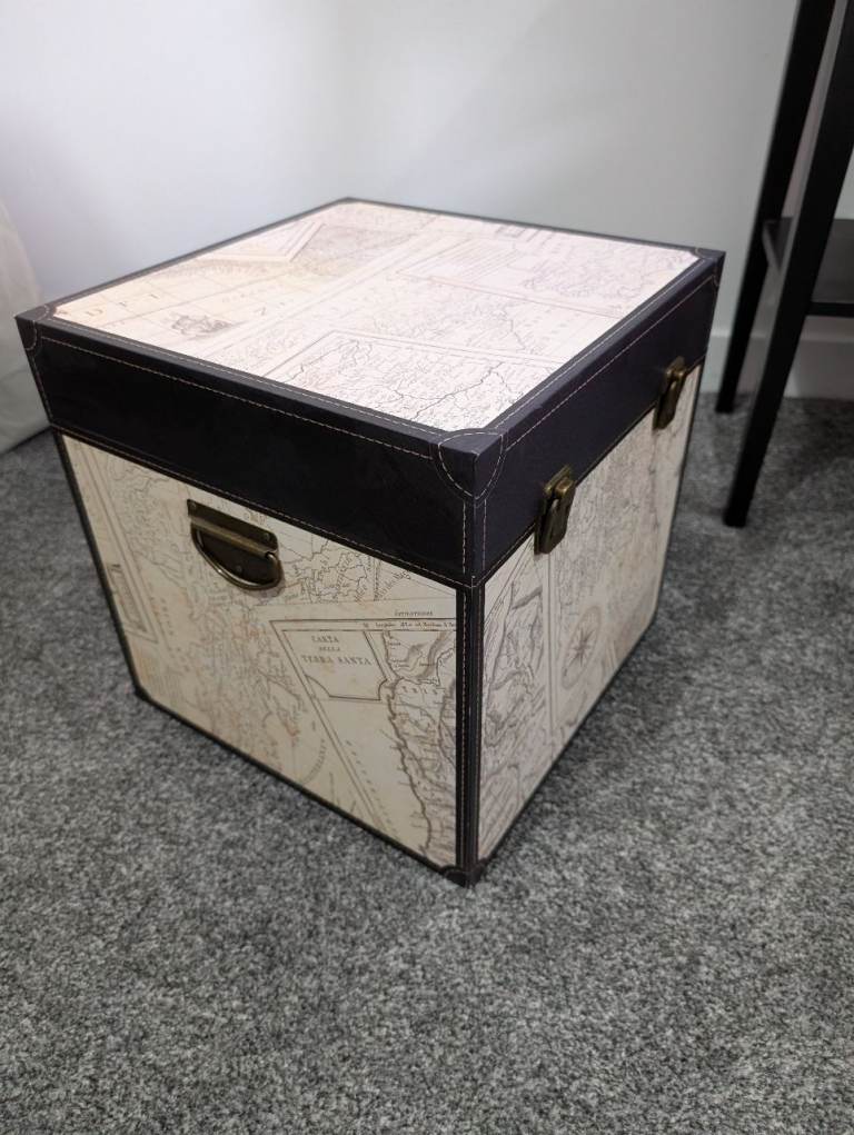 Decorative Cardboard Storage Box with Map Design