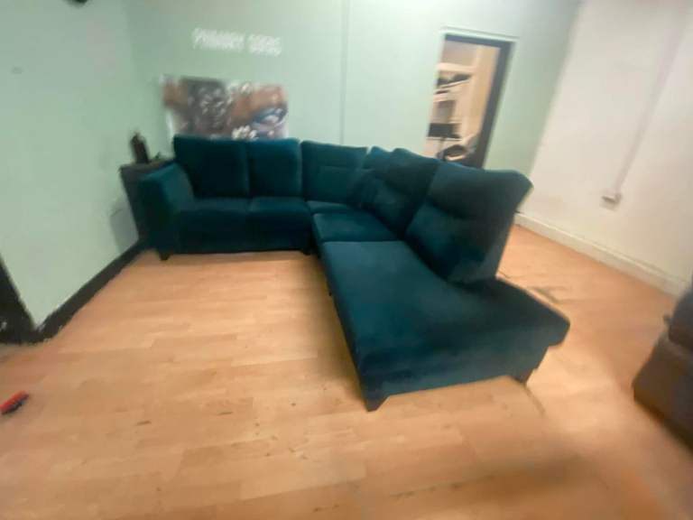 Green Plush Velevt Corner Modular Sofa £150