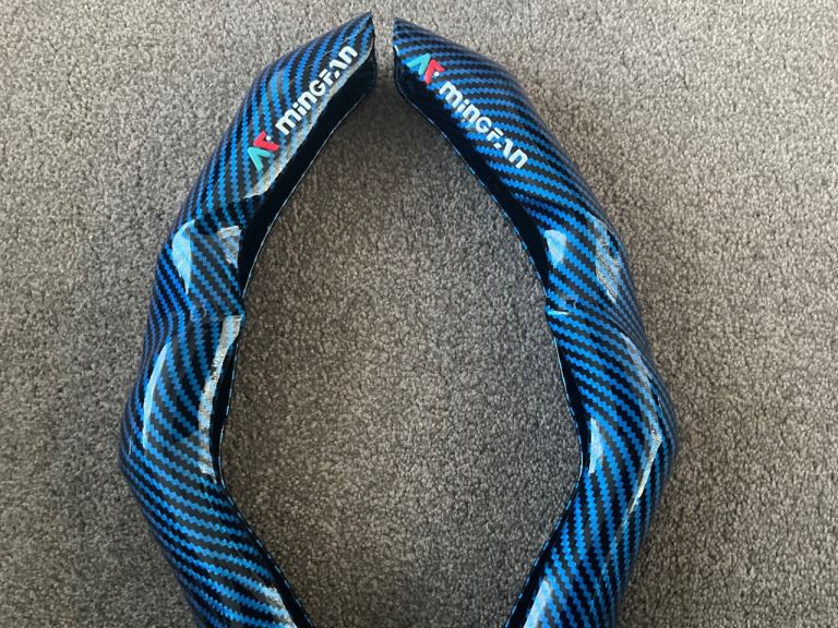 BLUE CARBON STYLE STEERING WHEEL COVERS