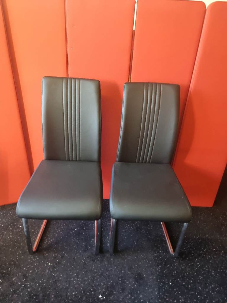 New 2 Wayfair Black Faux Leather Dining Chairs 