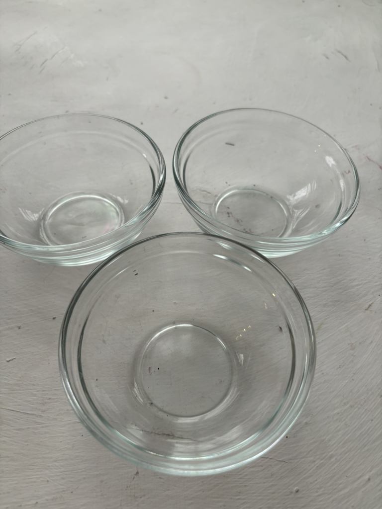 X3 small glass bowls 