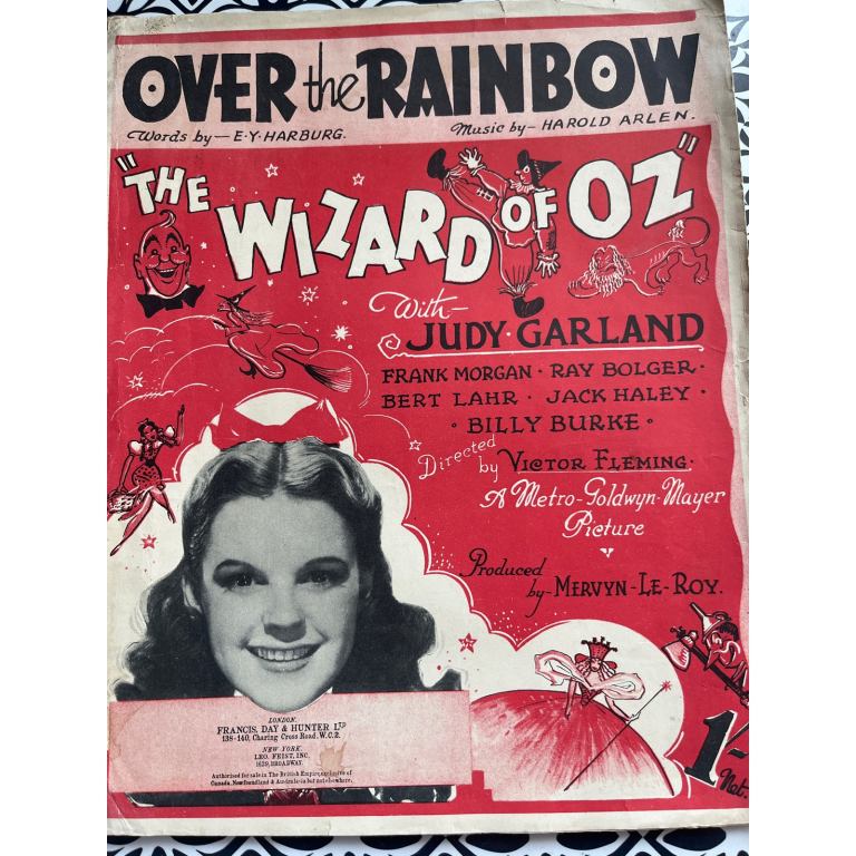 ORIGINAL UK piano sheet music for OVER THE RAINBOW 'Wizard of Oz' 1939