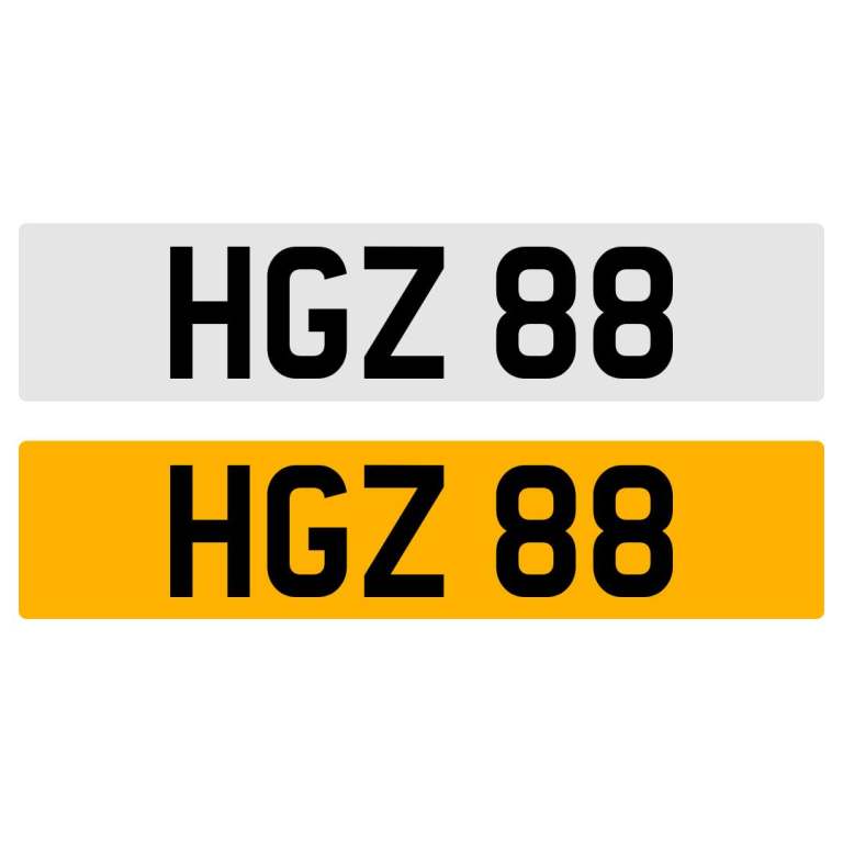 HGZ 88 NUMBER PLATE REGISTRATION NUMBERPLATE REGISTRATION CHERISHED DATELESS NORTHERN IRISH NI