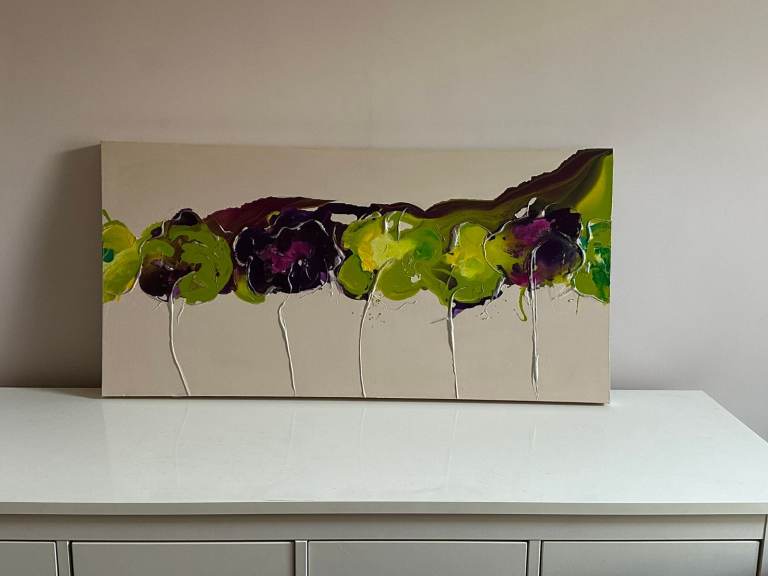 Caroline Ashwood - Original Painting Abstract Flowers Wall Art