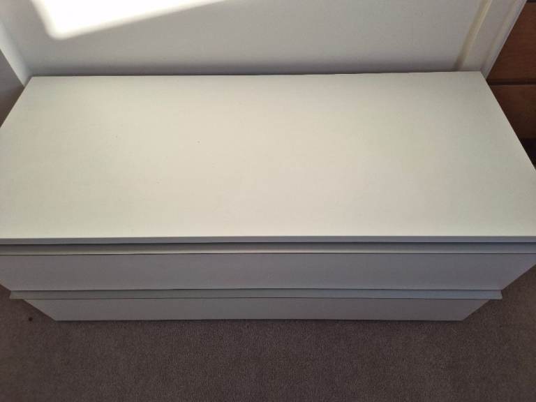 IKEA Anga white drawer unit with silver handles suitable as TV bench