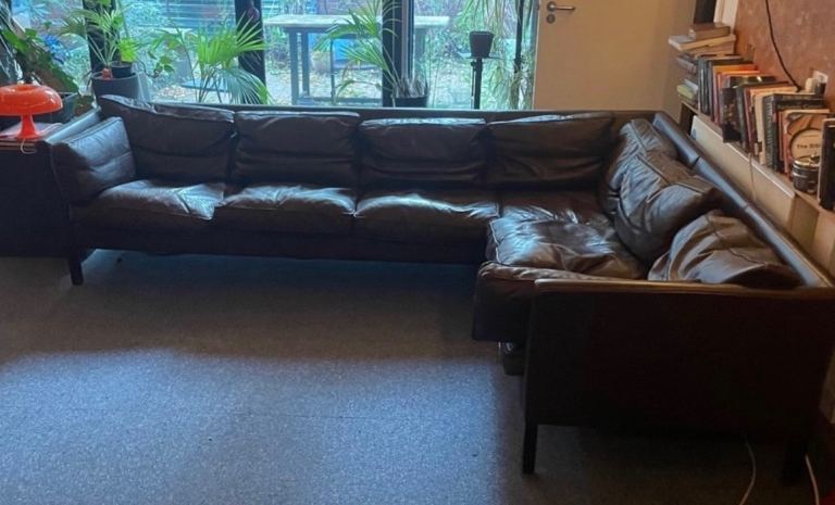 Original Danish Leather Corner Sofa