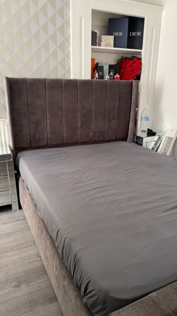 Grey King size bed Frame for sale 