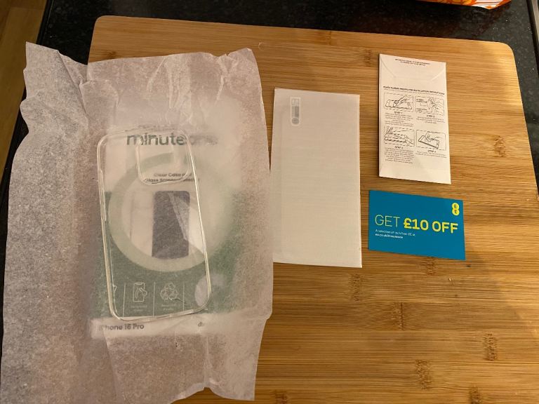 minuteone iPhone 16 Pro Clear Case & Glass Screen Protector - NEW