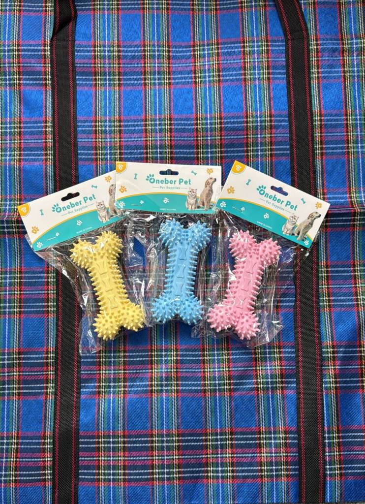 Pet Bone Chew Toy – Textured Dog Chew (Assorted Colours)