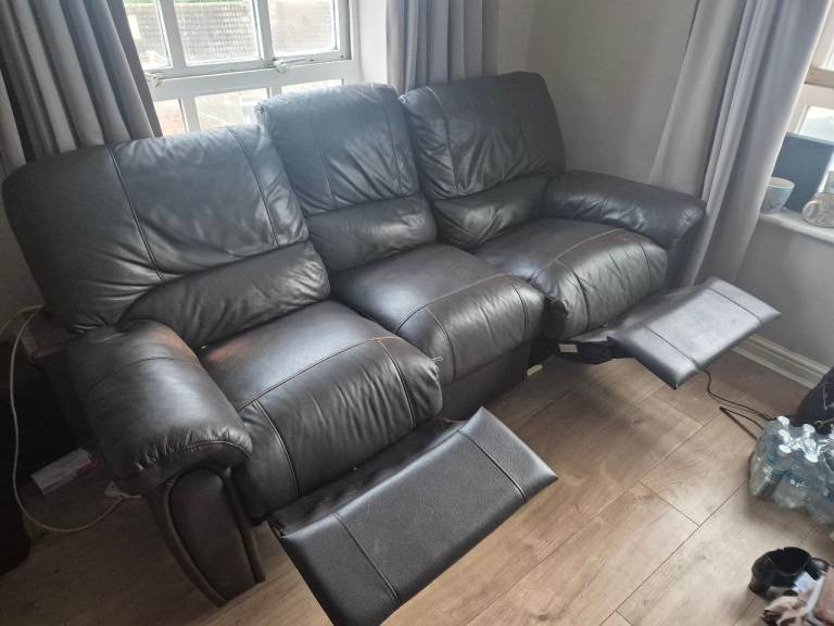 Cheap, used real Harveys leather sofa 