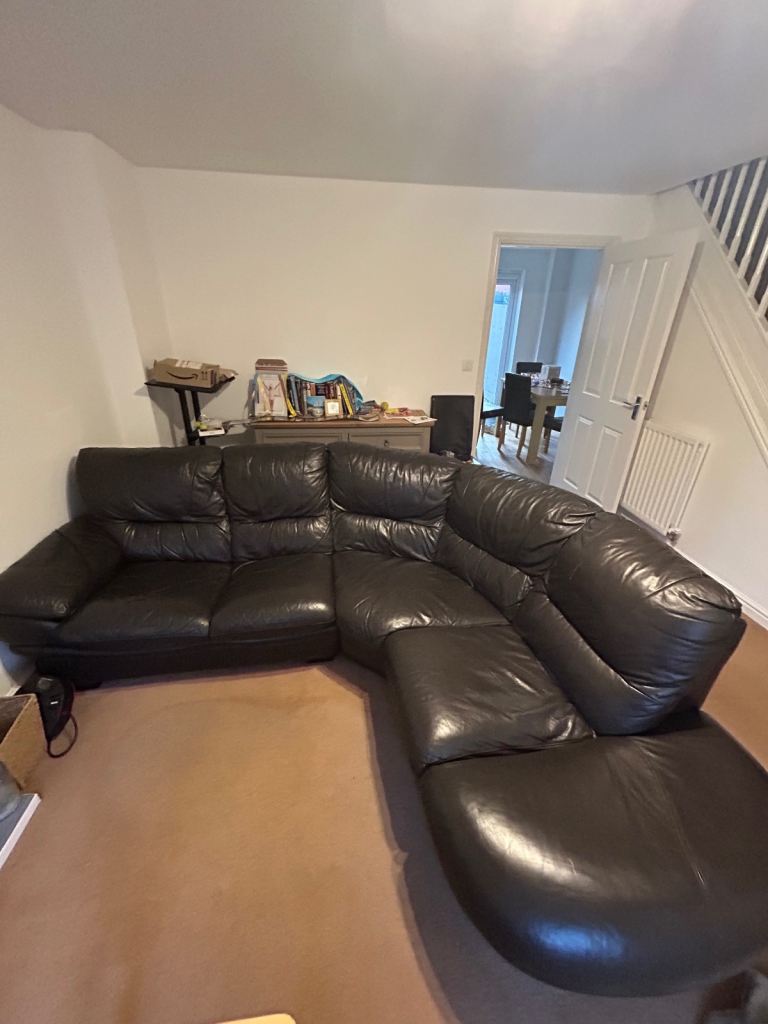 Leather sofa, worn some marks but plenty of life left COLLECT BY MONDAY 9th