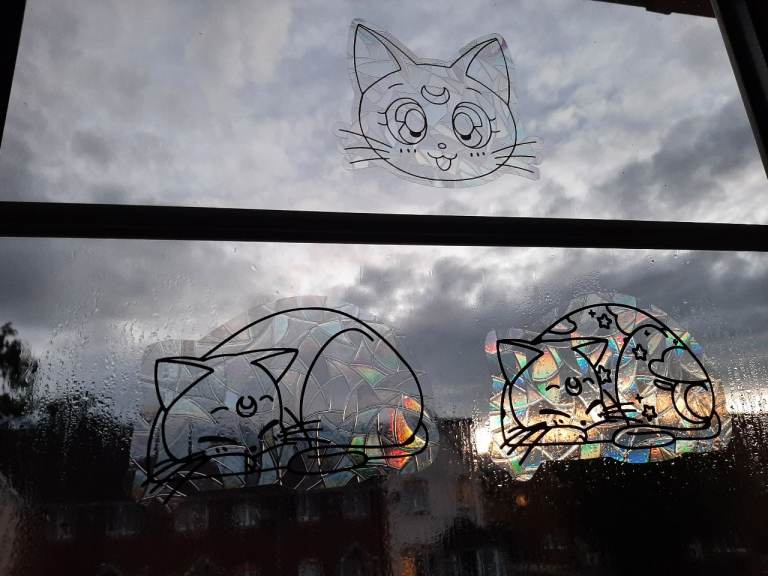 Sailor Moon Cat Rainbow Suncatcher Sticker Holographic Window Decal Christmas Gift for Her Kids Home