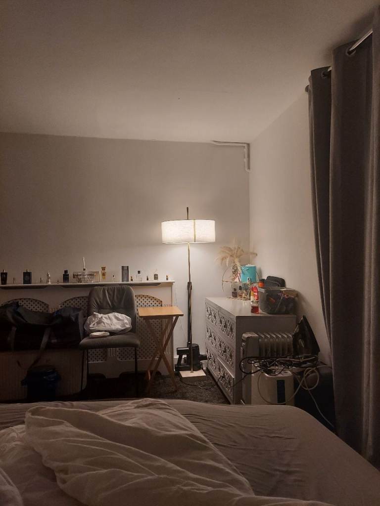 image for STOCKHOLM 2025 Floor lamp, white textile/brass-plated, 159 cm