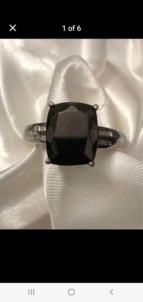Womans Ring Elite Shungite Diamonds Size M and T Silver 925 Platinum Overlay New