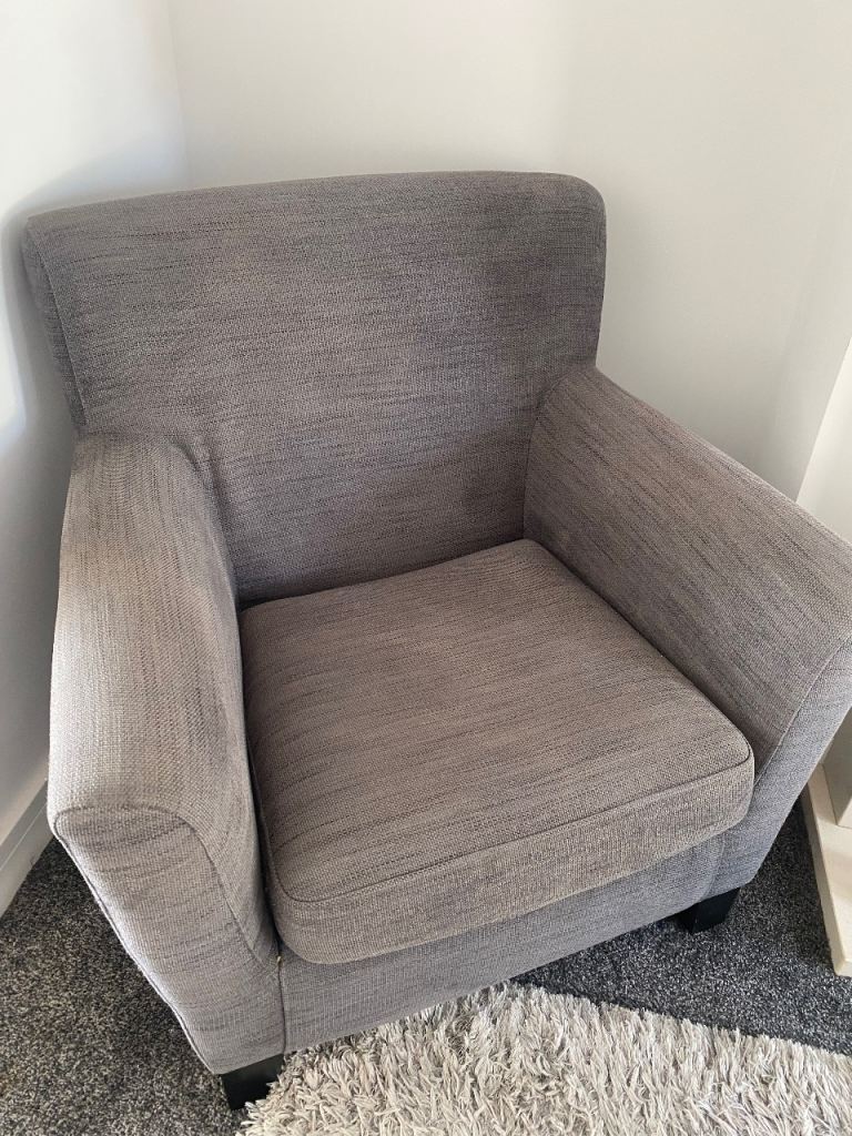 Good Condition Grey Fabric Armchair – Ready for a New Home