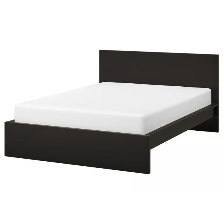 Unused and packaged IKEA malm bed frame, high, black-brown/Lönset
