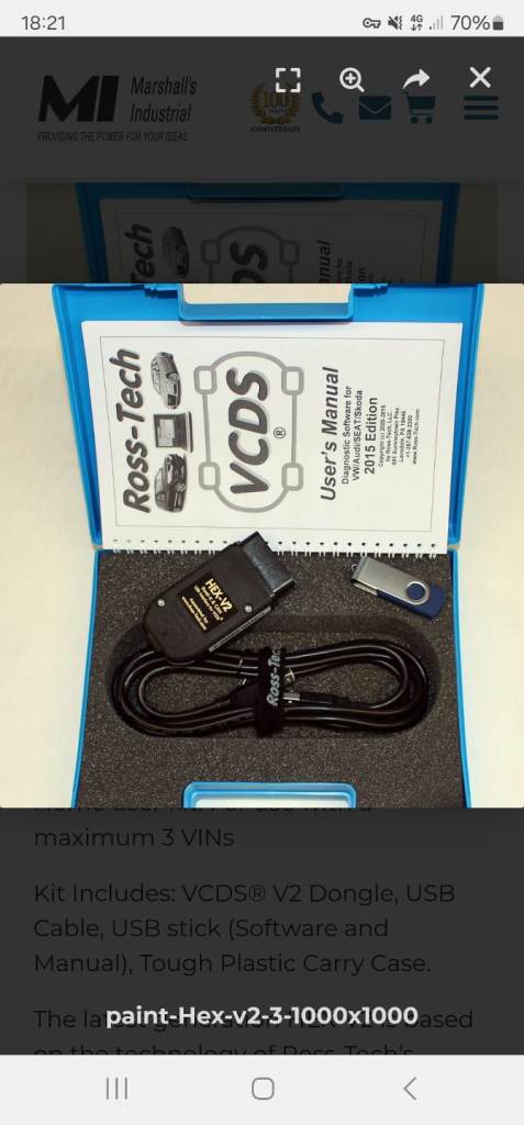 Ross tech Volkswagen/Audi group vcds hex-v2 3 vin (1 vin has been used)