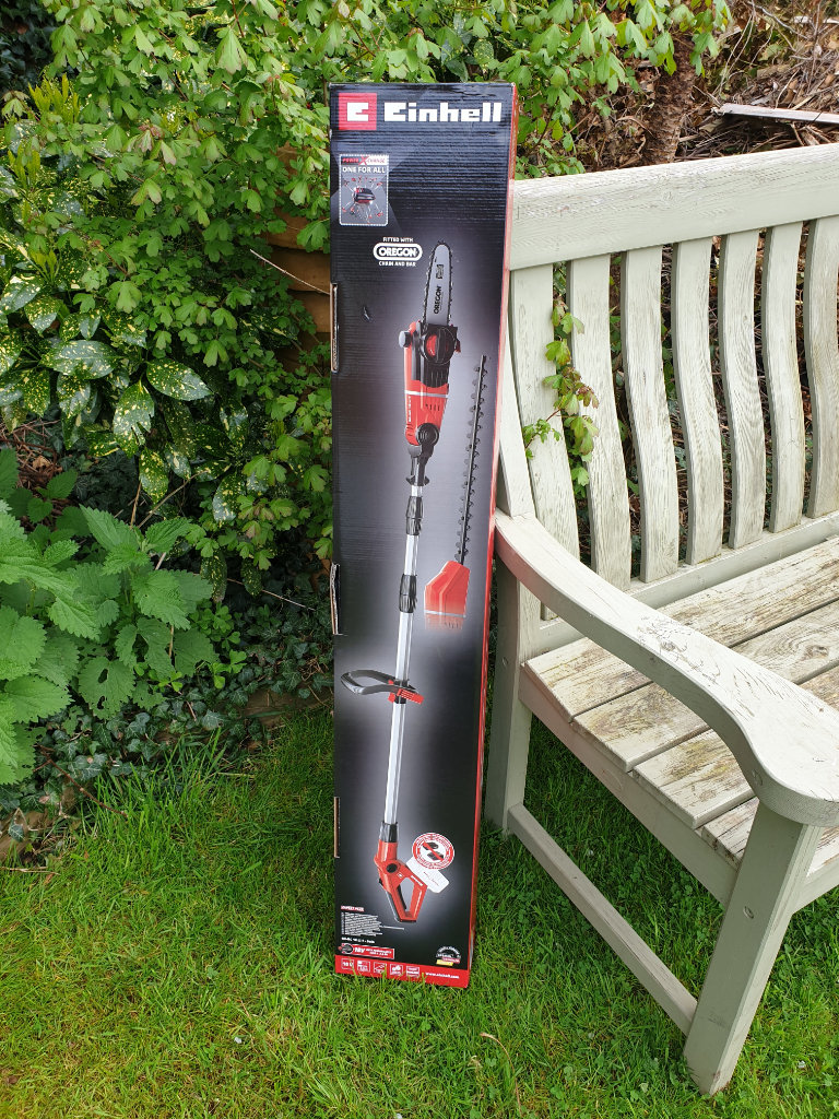 Einhell Power X-Change 18V Cordless Garden Long Reach Hedge Trimmer, Mini Chainsaw, Pruning Saw