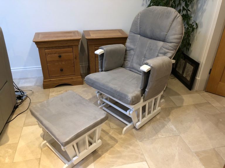 image for White Mothercare Gliding Nursing Chair with Matching Rocking Stool