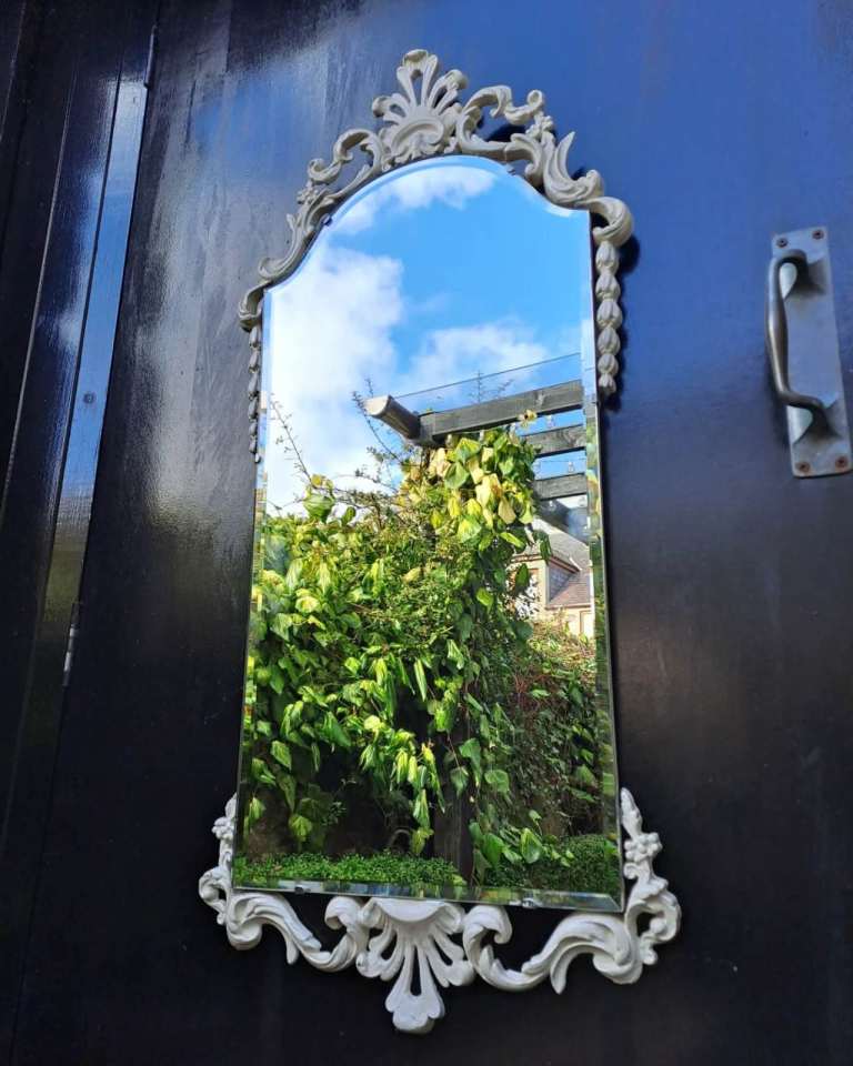 Painted Heavy Vintage Bevelled Mirror Ornate Frame