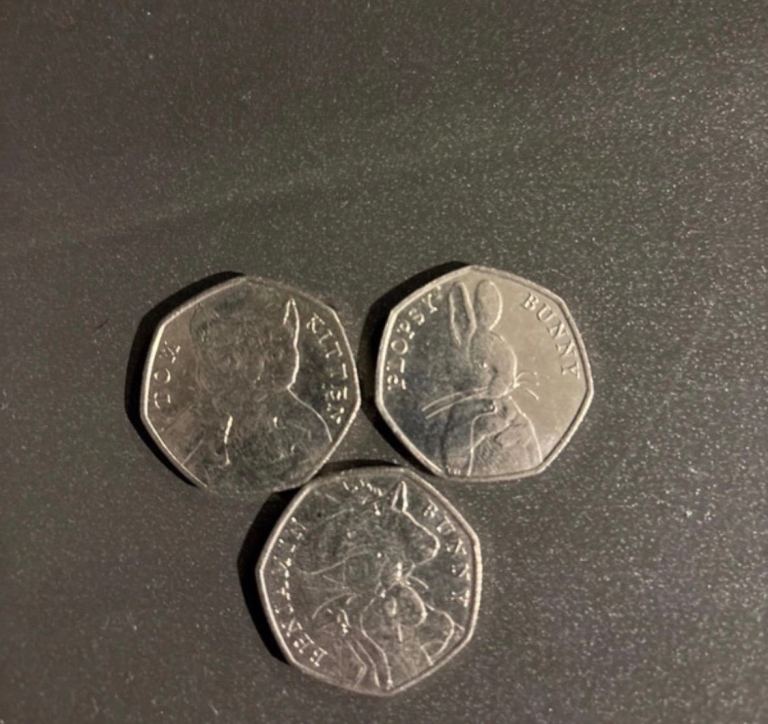 Beatrix Potter 50p Coin Set – Flopsy Bunny, Tom Kitten & Benjamin Bunny