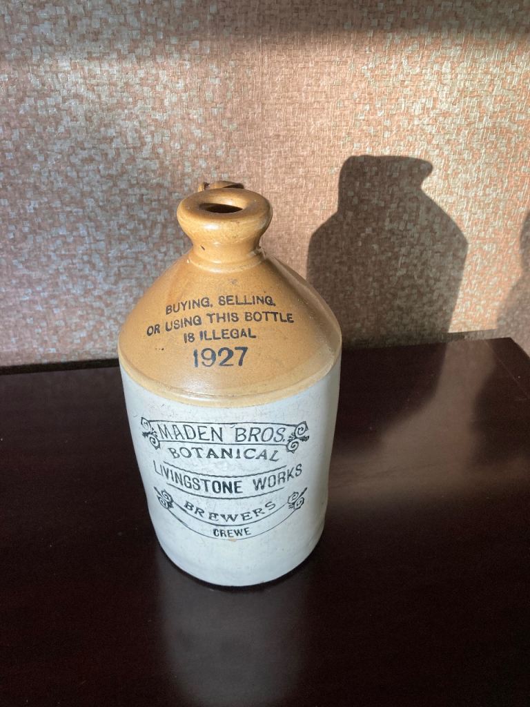 Vintage stoneware salt glazed flagon