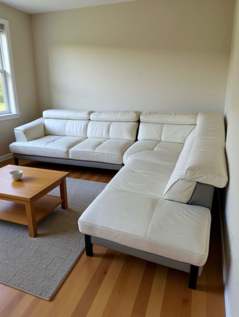 Dfs white leather corner sofa 